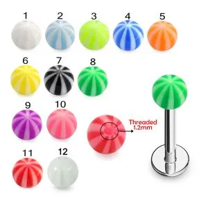 Surgical Steel Labret With UV Fancy Balls