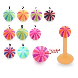 UV Black Labret With UV Mix Color Fancy Balls