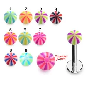 SS Labret With Acrylic UV Multi Fancy Balls