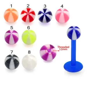 UV Labret With Lip Labret with 3MM UV Beach Ball Piercing Jewelry