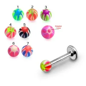 SS UV Labret With UV Multi Color Star Fancy Balls