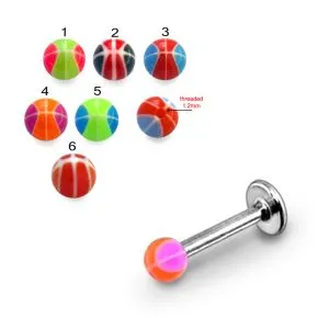 SS Labret UV Reactive Flexible Tongue Bars Acrylic