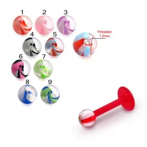 Bio Flex Labret With Acrylic Mix Color UV Balls
