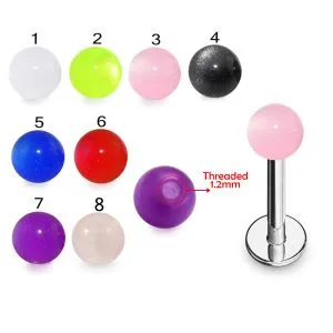316L Surgical Steel Labret With Pearl UV Balls