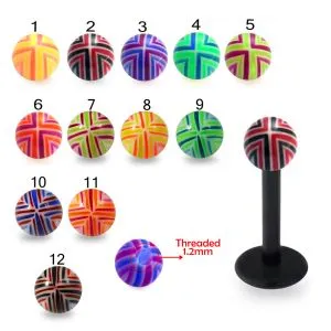 UV Bio Flex Labret With Multi Color Fancy UV Ball