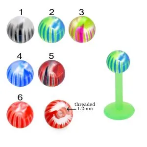 UV Bio Flex Lip Labret With Multi Color Acrylic UV Ball