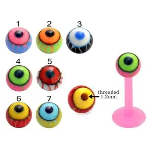 Bio Flex Labret With Colorful Eye Ball Design UV Balls