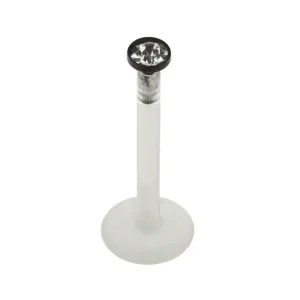 Bio Flex Labret with Threadless pin top Round Stone