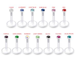 Bio Flex Labret with CZ Jeweled Threadless pin top