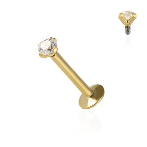 316L Surgical Steel Gold Anodized CZ Jeweled Top Labret Piercing