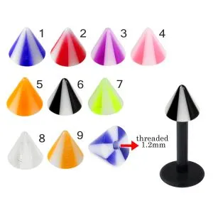Bio Flex Labret With Milky White with Different color UV Cones