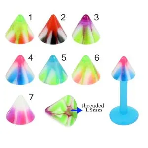 Bio Flex Labret With Melted Candy Design UV Cones