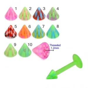 Bio Flex Labret With Multi Color Checked UV Cone
