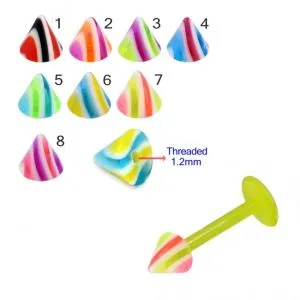 Bio Flex Labret With Multi Stripes Colorful UV Cone