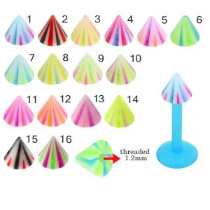 Bio Flex Labret With Double Color Multi Stripe UV Cones
