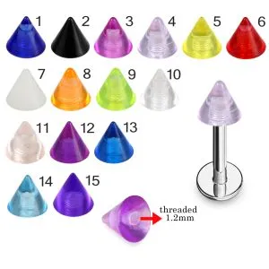 316L Surgical Steel Labret With Fancy Color UV Cone