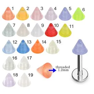 316L Surgical Steel Labret With Faded Color UV Cone