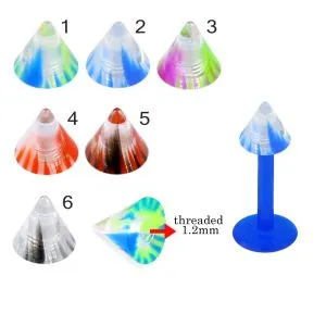 Bio Flex Labret With Colorful Stripes UV Cones