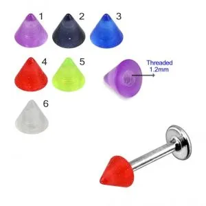 SS Labret with UV Fancy Colorful Transperant Cone