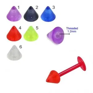 UV Labret With UV Fancy Colorful Transparent Cone
