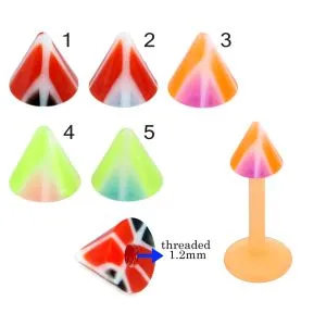 Bio Flex Labret With Twin Peace Sign UV Cones