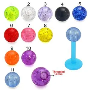 UV-Acrylic Bio Flex Labret With UV Glitter Balls