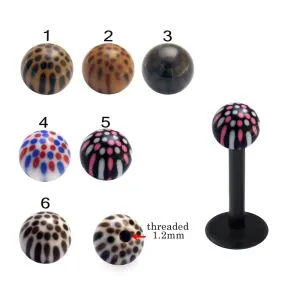 Bio Flex Labret With Hand Painted Multi Dots UV Balls