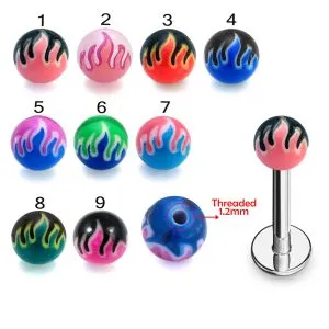 316L Surgical Steel Labret With Fire UV Balls