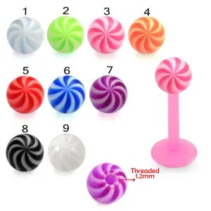 Bio Flex Length Labret With UV Fancy Beach Balls
