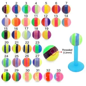 Bio Flex Labret With UV Acrylic Assorted Mix Color Ball