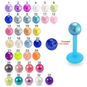Bio Flex Length Labret With UV Acrylic Pearl Balls