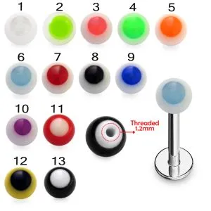 316L Surgical Steel Labret With  Eyeball Design UV Ball