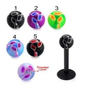 Bio Flex Labret With Tri Line Painted UV Balls