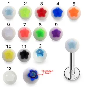 316L Surgical Steel Labret With Star UV Balls