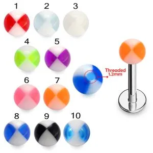 316L Surgical Steel Labret With Fancy Acrylic UV Beach Ball
