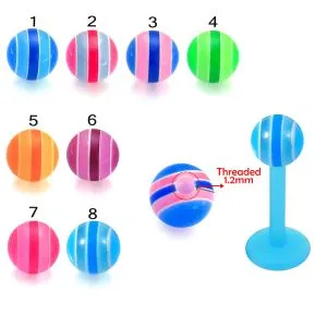Bio Flex Labret With Multi Stripe UV Balls