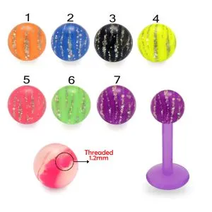 Bio Flex Labret With  Glitter Stripes UV Ball