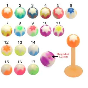 Bio Flex  Labret With Floral Design UV Balls