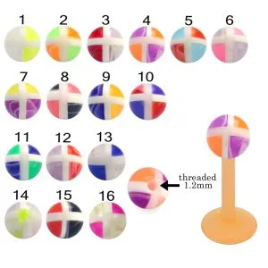Bio Flex Labret With  Multi Color Checked UV Balls