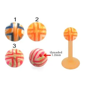 Bio Flex Labret With Hand Painted Multi Color UV Balls