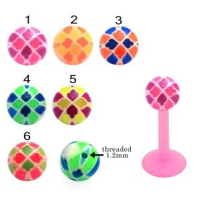 Bio Flex Labret With Mix Color Leaf UV Balls