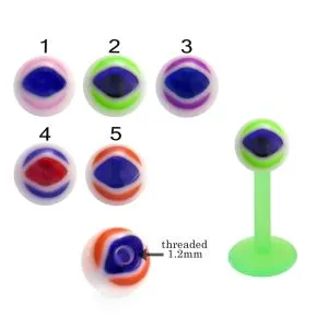 Bio Flex Labret With Evil Eye Design UV Balls