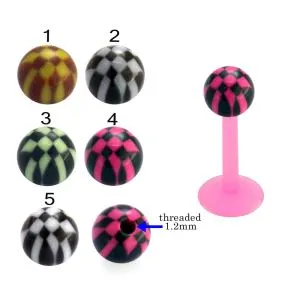 Bio Flex Labret With Checked Design UV Balls