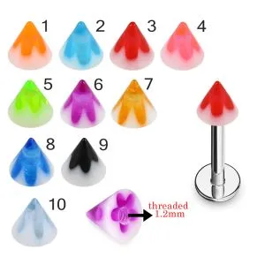 316L Surgical Steel Labret With Flower on White UV Cones