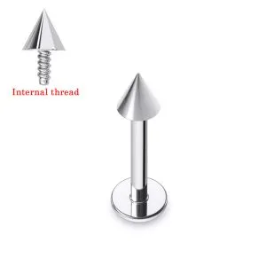 316L Surgical Steel Labret with Flat Back and Top Cone