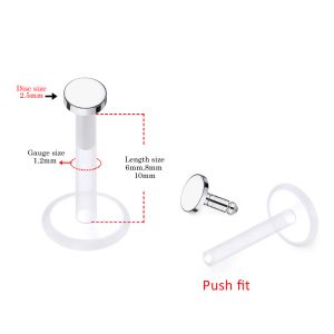 316L Surgical Steel Threadless pin top with Bio Flex Labret