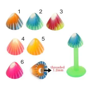 Bio Flex Labret With Multi Stripe and color UV Cones