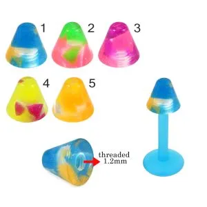 Bio Flex Labret Colorful Marble Design With  UV Cone