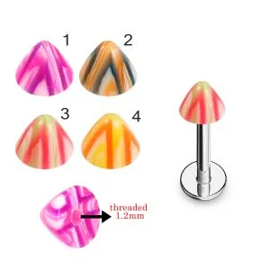 316L Surgical Steel Labret With Melting colors Design UV Cone