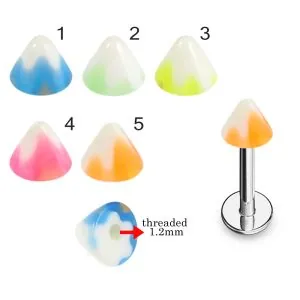 316L Surgical Steel Labret With Cream Design UV Cone